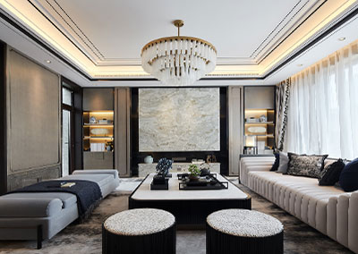 194㎡轻奢风样板间，流淌宁静东方的素雅风情